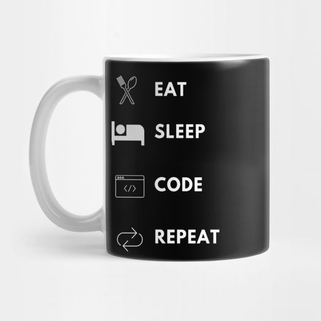 Eat sleep code repeat developer lifecycle by Bravery